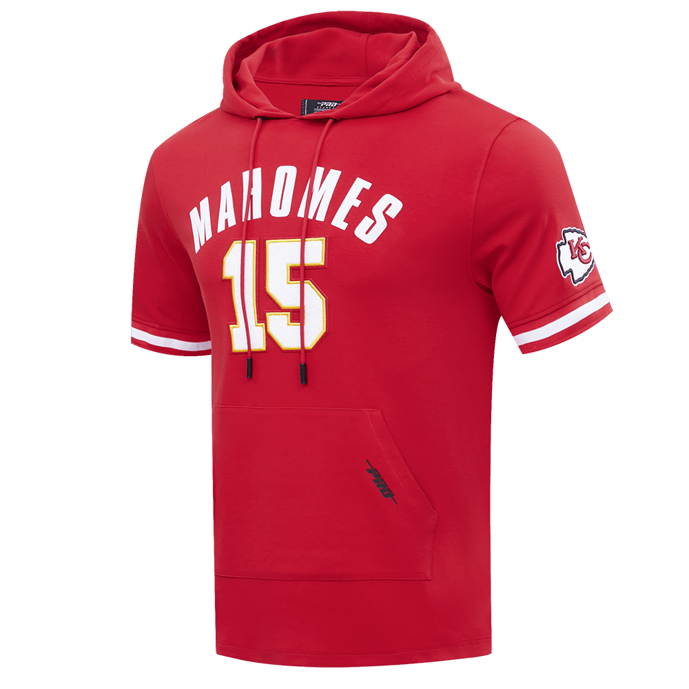 NFL KANSAS CITY CHIEFS PATRICK MAHOMES #15 Men SHORT SLEEVE PULLOVER HOODIE (RED) product image 2, provided for visual