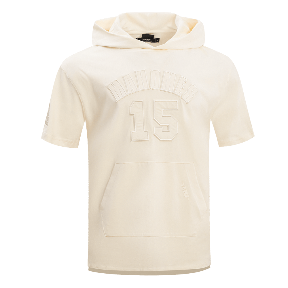 NFL KANSAS CITY CHIEFS PATRICK MAHOMES #15 NEUTRAL Men SHORT SLEEVE PULLOVER HOODIE (EGGSHELL) product image 1, provided for