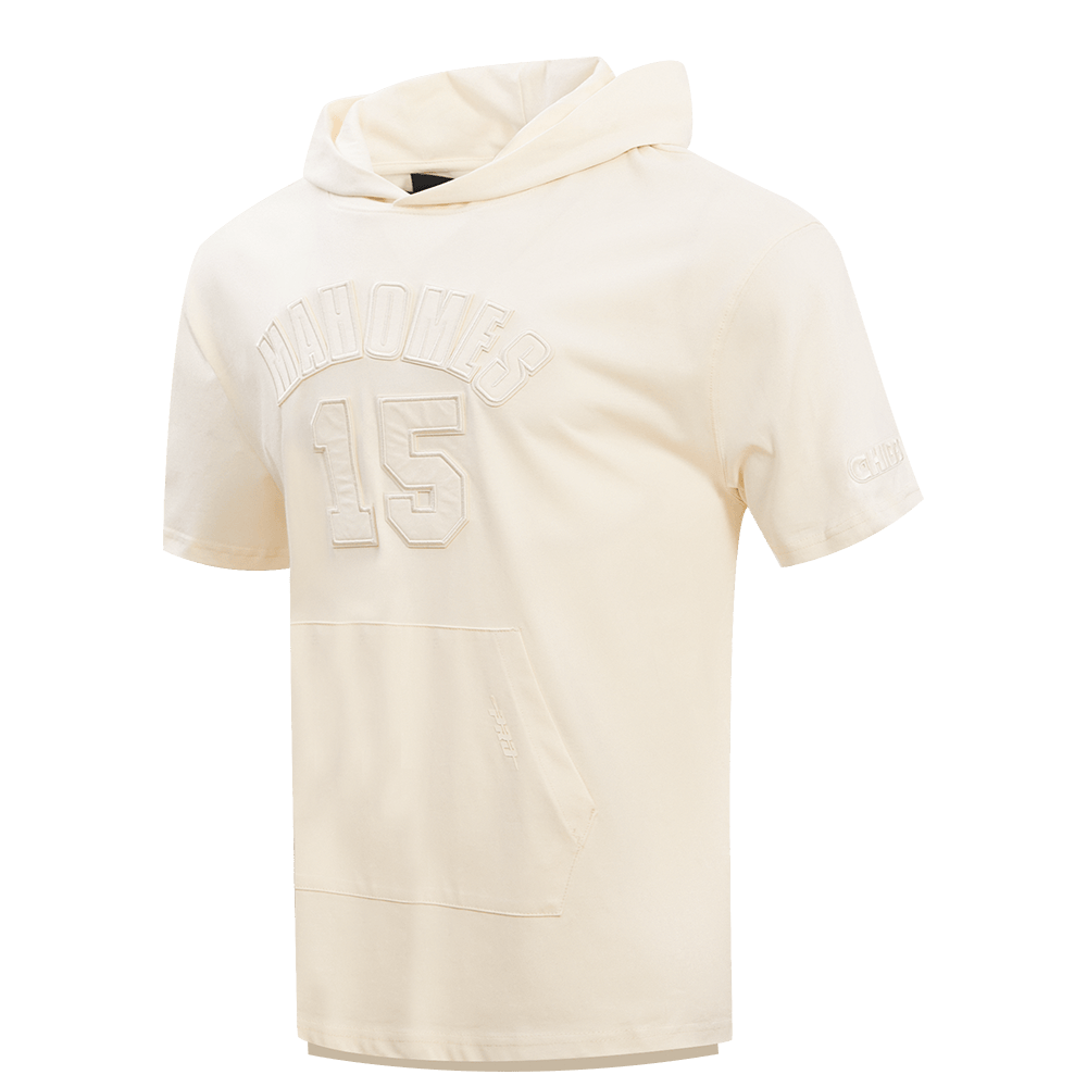 NFL KANSAS CITY CHIEFS PATRICK MAHOMES #15 NEUTRAL Men SHORT SLEEVE PULLOVER HOODIE (EGGSHELL) product image 2, provided for