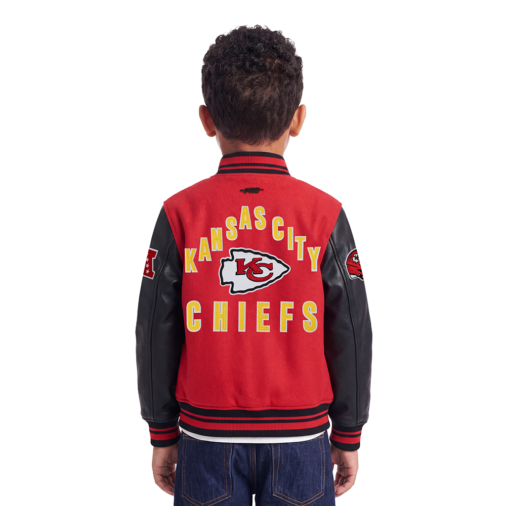 NFL Kansas City Chiefs On Top Big Boy'S Varsity Jacket (Red/Black) product image 2, provided for visual reference and
