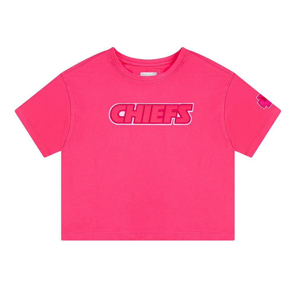 NFL KANSAS CITY CHIEFS TRIPLE PINK LITTLE GIRL'S SHORT SLEEVE BOXY T-Shirt (BEETROOT PURPLE) product image 1, provided for