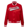 NFL KANSAS CITY CHIEFS SCRIPT TAIL Women SATIN JACKET (RED) product image 1, provided for visual reference and product