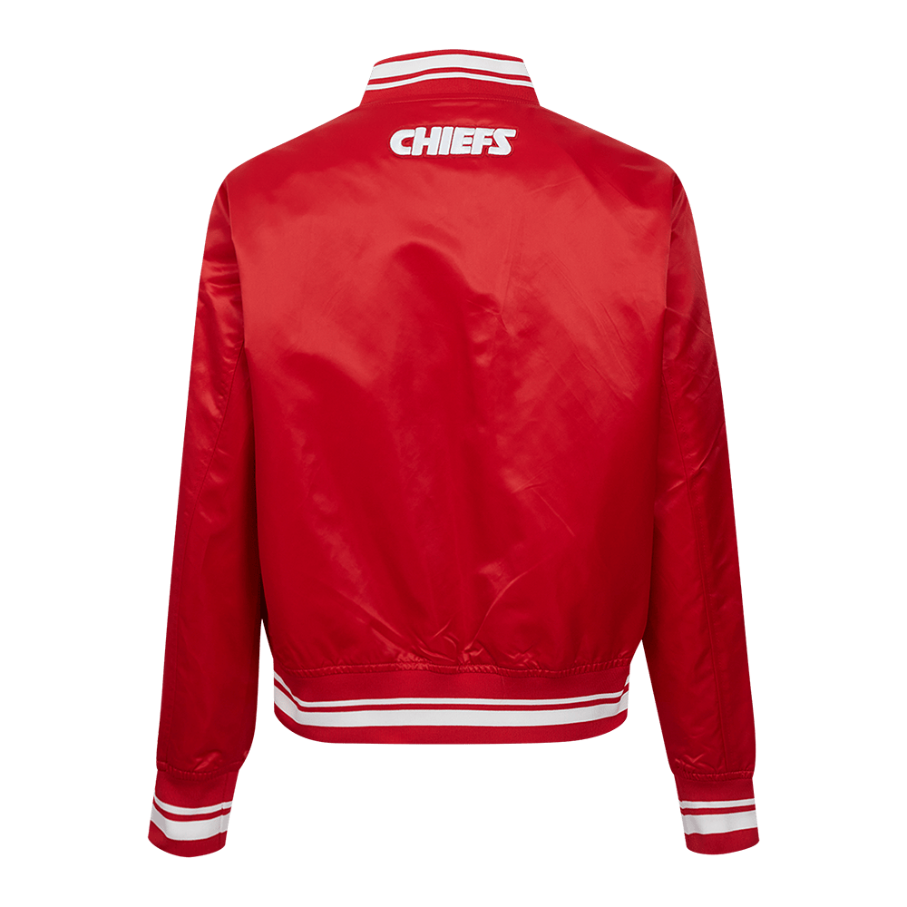 NFL KANSAS CITY CHIEFS SCRIPT TAIL Women SATIN JACKET (RED) product image 3, provided for visual reference and product