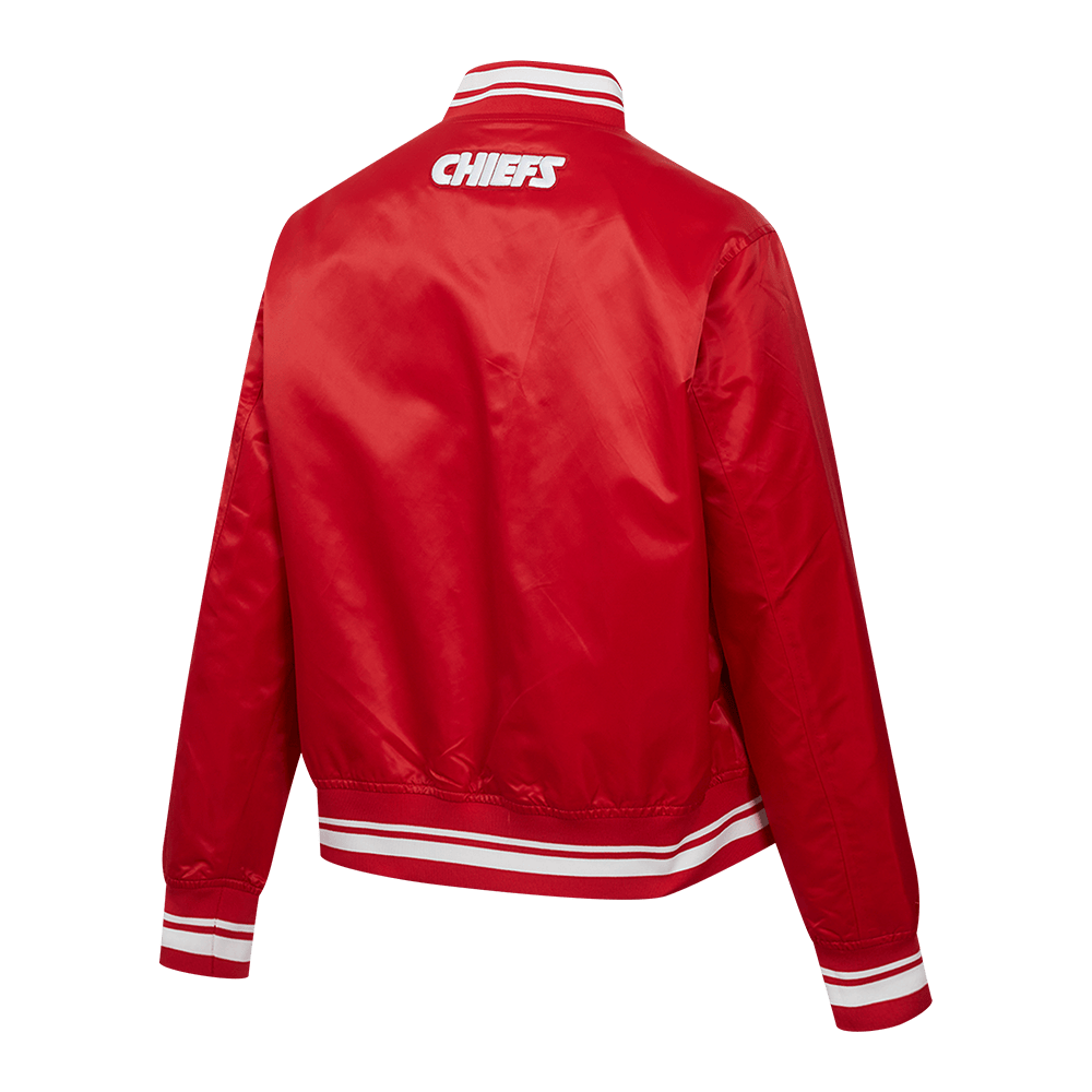 NFL KANSAS CITY CHIEFS SCRIPT TAIL Women SATIN JACKET (RED) product image 4, provided for visual reference and product