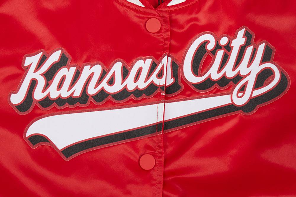 NFL KANSAS CITY CHIEFS SCRIPT TAIL Women SATIN JACKET (RED) product image 5, provided for visual reference and product