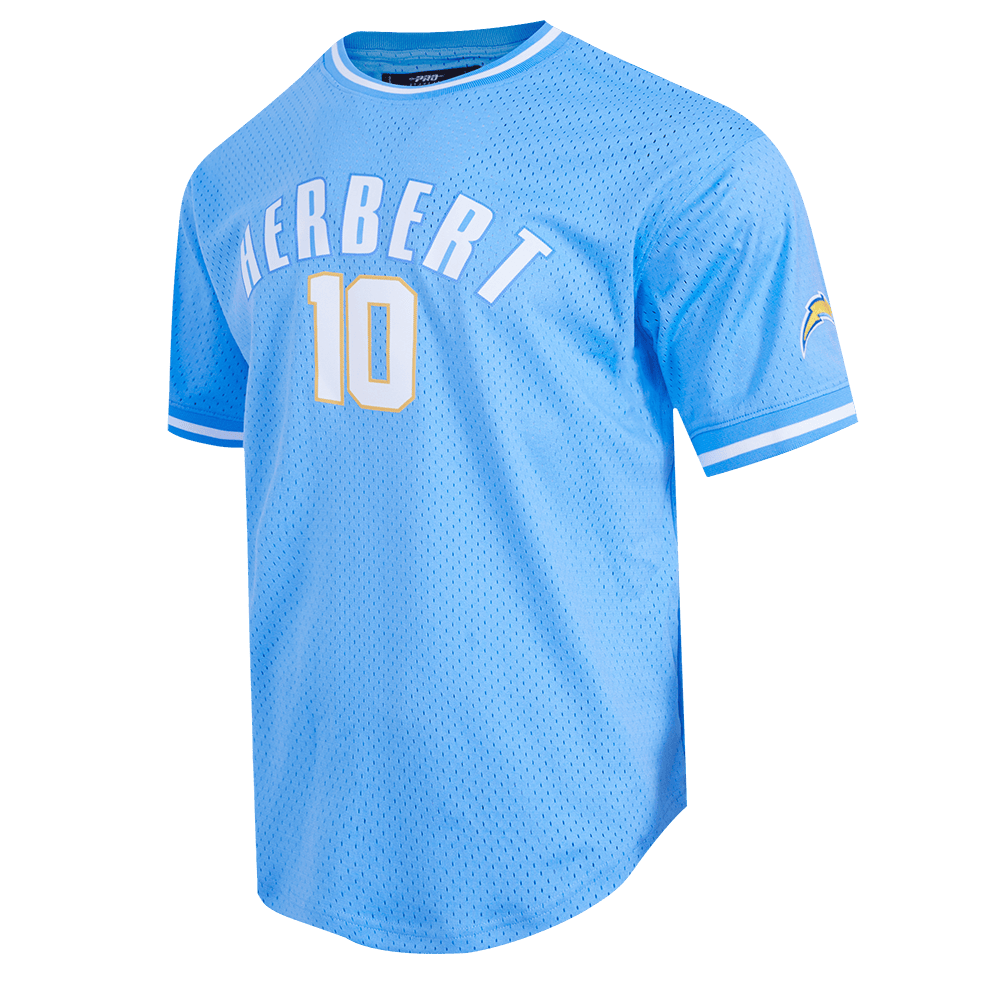 NFL LOS ANGELES CHARGERS JUSTIN HERBERT #10 Men MESH T-Shirt (UNIVERSITY BLUE) product image 2, provided for visual
