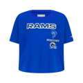 NFL LOS ANGELES RAMS RETRO CLASSIC BIG GIRL'S SHORT SLEEVE BOXY T-Shirt (ROYAL BLUE) product image 1, provided for visual