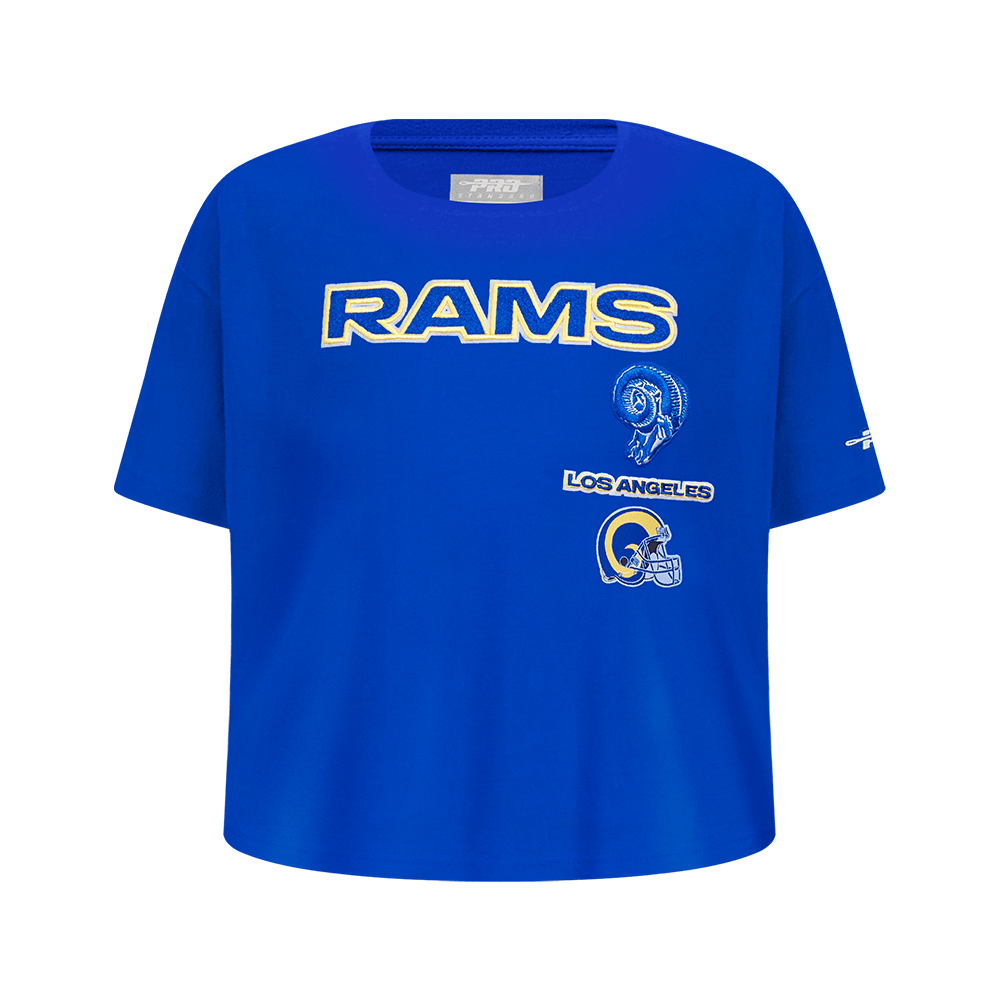 NFL LOS ANGELES RAMS RETRO CLASSIC BIG GIRL'S SHORT SLEEVE BOXY T-Shirt (ROYAL BLUE) product image 1, provided for visual