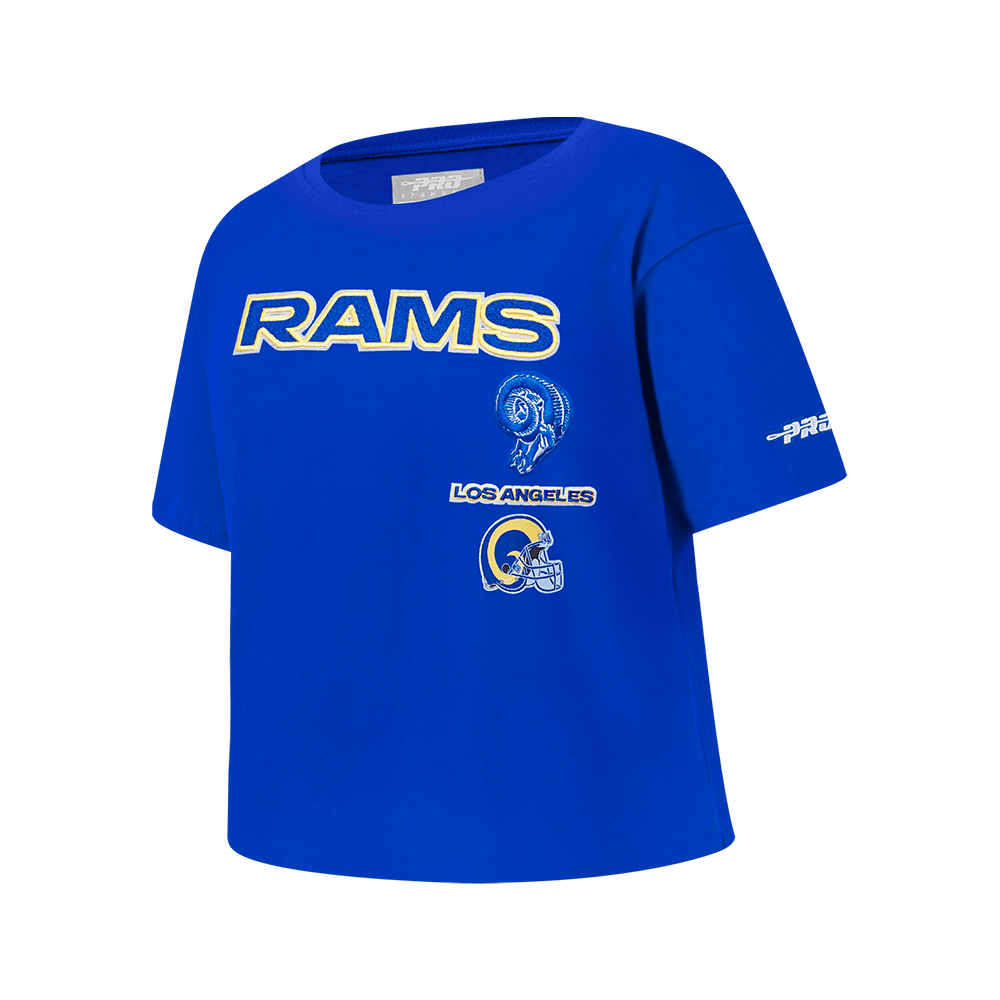 NFL LOS ANGELES RAMS RETRO CLASSIC BIG GIRL'S SHORT SLEEVE BOXY T-Shirt (ROYAL BLUE) product image 2, provided for visual