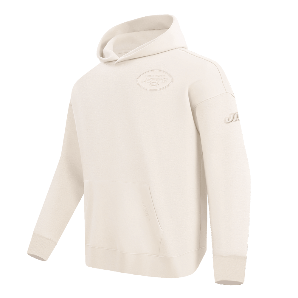 NFL NEW YORK JETS NEUTRAL Men DROP SHOULDER FLEECE PULLOVER HOODIE (EGGSHELL) product image 2, provided for visual reference