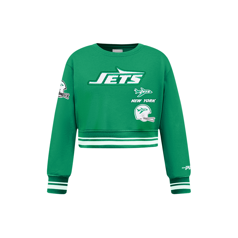NFL New York Jets Retro Classic Little Girl'S Rib Fleece Crewneck (Kelly Green) product image 1, provided for visual