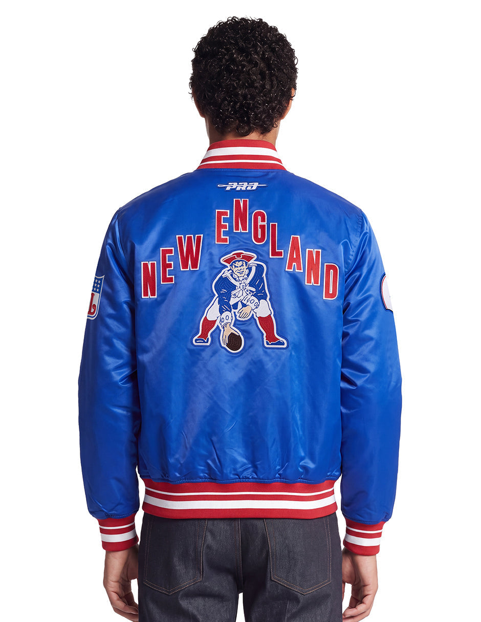 NFL NEW ENGLAND PATRIOTS ON TOP Men SATIN JACKET (ROYAL BLUE/RED) product image 3, provided for visual reference and product