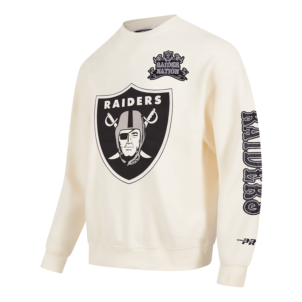 NFL LAS VEGAS RAIDERS REBEL ATHLETICS Men FLC CREWNECK (EGGSHELL) product image 3, provided for visual reference and product