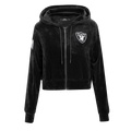 NFL LAS VEGAS RAIDERS CLASSIC Women VELOUR FULL ZIP PULLOVER HOODIE (BLACK) product image 1, provided for visual reference
