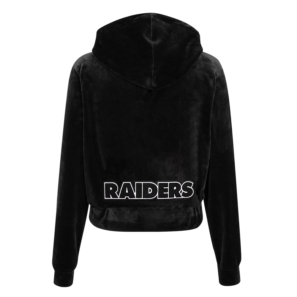 NFL LAS VEGAS RAIDERS CLASSIC Women VELOUR FULL ZIP PULLOVER HOODIE (BLACK) product image 3, provided for visual reference