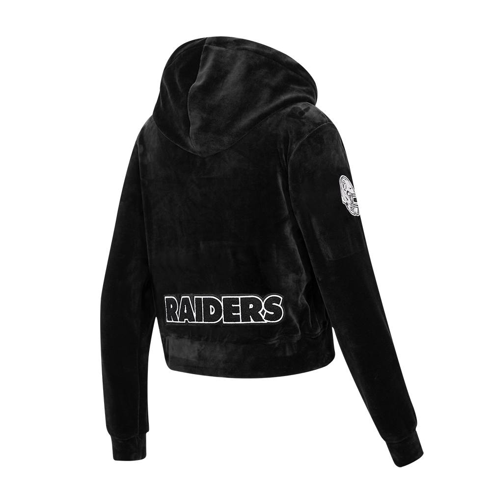 NFL LAS VEGAS RAIDERS CLASSIC Women VELOUR FULL ZIP PULLOVER HOODIE (BLACK) product image 4, provided for visual reference
