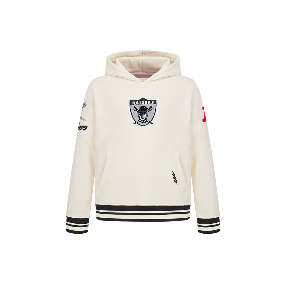NFL Las Vegas Raiders Retro Classic Little Boy'S Rib Fleece Pullover Hoodie (Eggshell/ Black) product image 1, provided for
