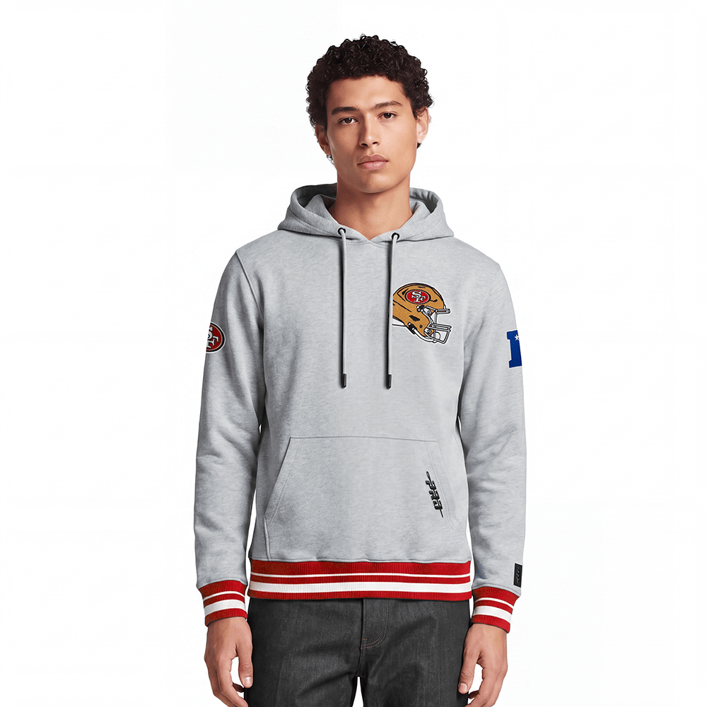 NFL SAN FRANCISCO 49ERS DAY ONE Men PULL OVER HOODIE (HEATHER GRAY/RED) product image 1, provided for visual reference and