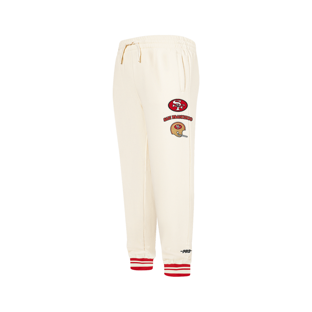 NFL San Francisco 49Ers Retro Classic Big Boy'S Rib Flc Sweatpant (Eggshell/ Red) product image 4, provided for visual