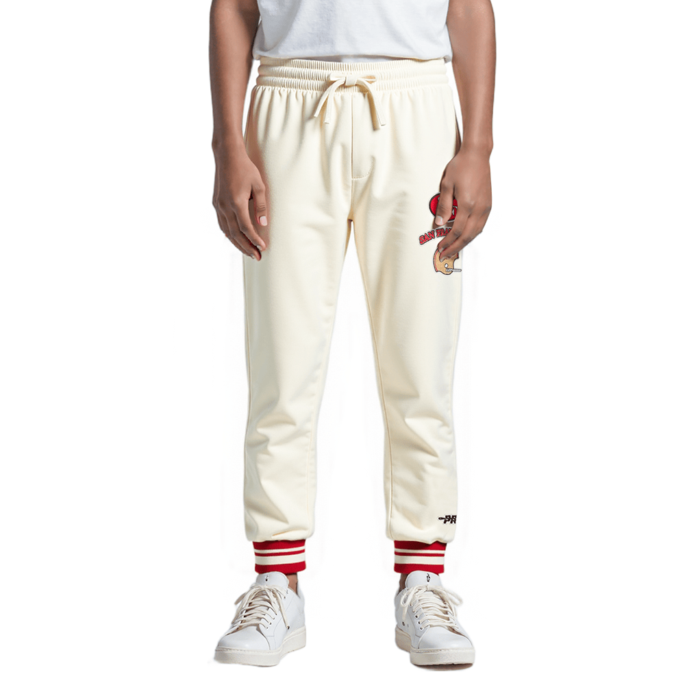 NFL San Francisco 49Ers Retro Classic Big Boy'S Rib Flc Sweatpant (Eggshell/ Red) product image 1, provided for visual