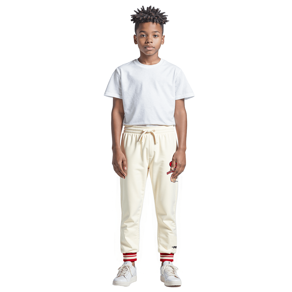 NFL San Francisco 49Ers Retro Classic Big Boy'S Rib Flc Sweatpant (Eggshell/ Red) product image 3, provided for visual