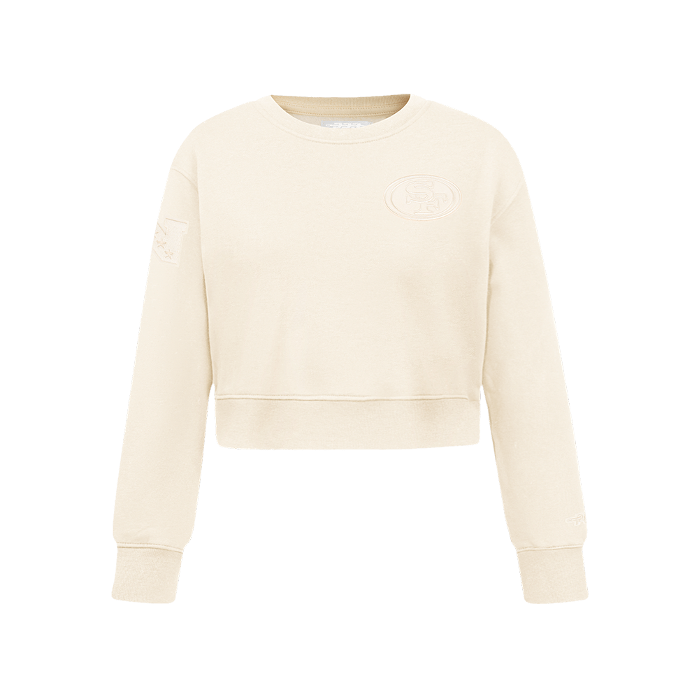 NFL San Francisco 49Ers Neutral Big Girl'S Fleece Crewneck (Eggshell) product image 1, provided for visual reference and