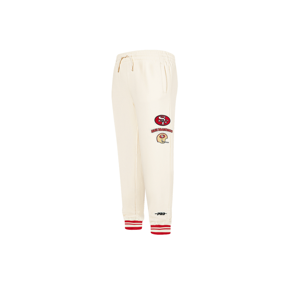 NFL San Francisco 49Ers Retro Classic Little Boy'S Rib Flc Sweatpant (Eggshell/ Red) product image 4, provided for visual