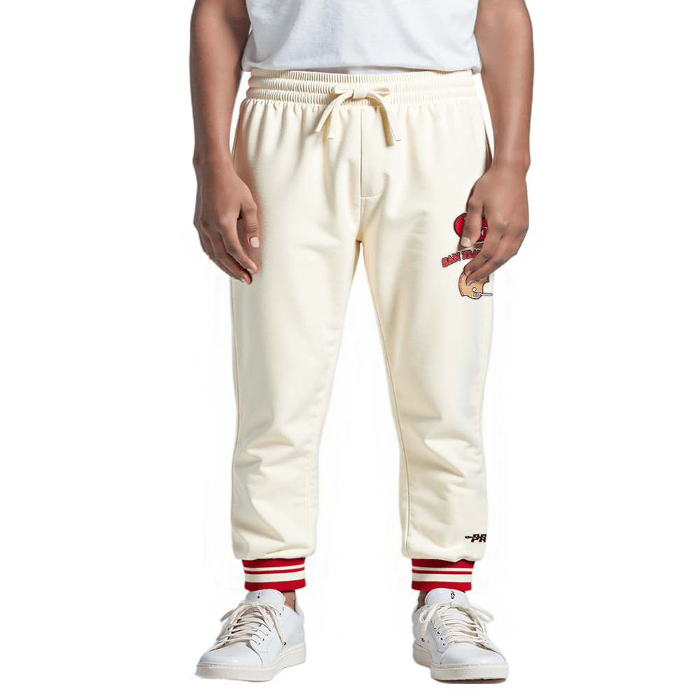 NFL San Francisco 49Ers Retro Classic Little Boy'S Rib Flc Sweatpant (Eggshell/ Red) product image 1, provided for visual