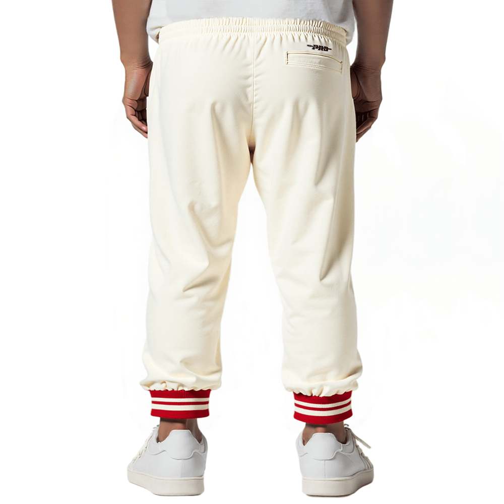 NFL San Francisco 49Ers Retro Classic Little Boy'S Rib Flc Sweatpant (Eggshell/ Red) product image 2, provided for visual