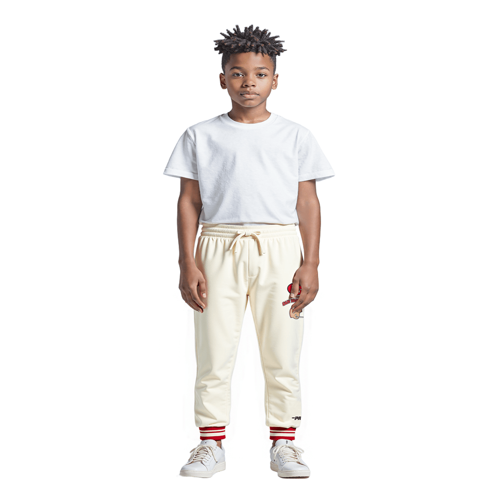 NFL San Francisco 49Ers Retro Classic Little Boy'S Rib Flc Sweatpant (Eggshell/ Red) product image 3, provided for visual