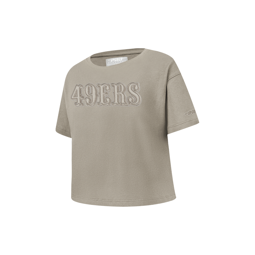 NFL SAN FRANCISCO 49ERS NEUTRAL LITTLE GIRL'S SHORT SLEEVE BOXY T-Shirt (TAUPE) product image 2, provided for visual