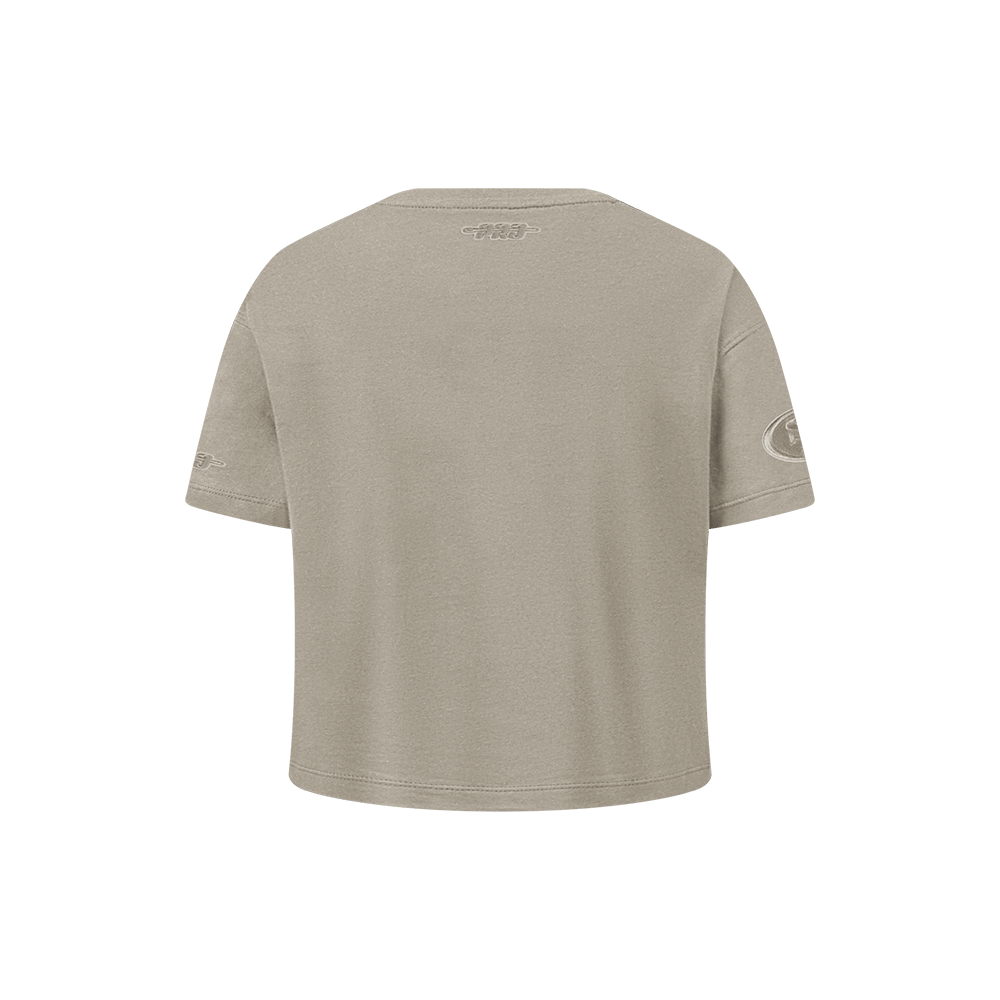 NFL SAN FRANCISCO 49ERS NEUTRAL LITTLE GIRL'S SHORT SLEEVE BOXY T-Shirt (TAUPE) product image 3, provided for visual