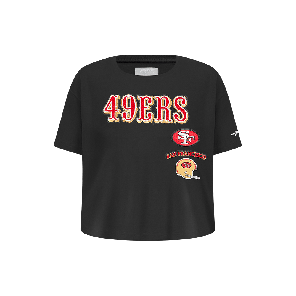 NFL SAN FRANCISCO 49ERS RETRO CLASSIC LITTLE GIRL'S SHORT SLEEVE BOXY T-Shirt (BLACK) product image 1, provided for visual
