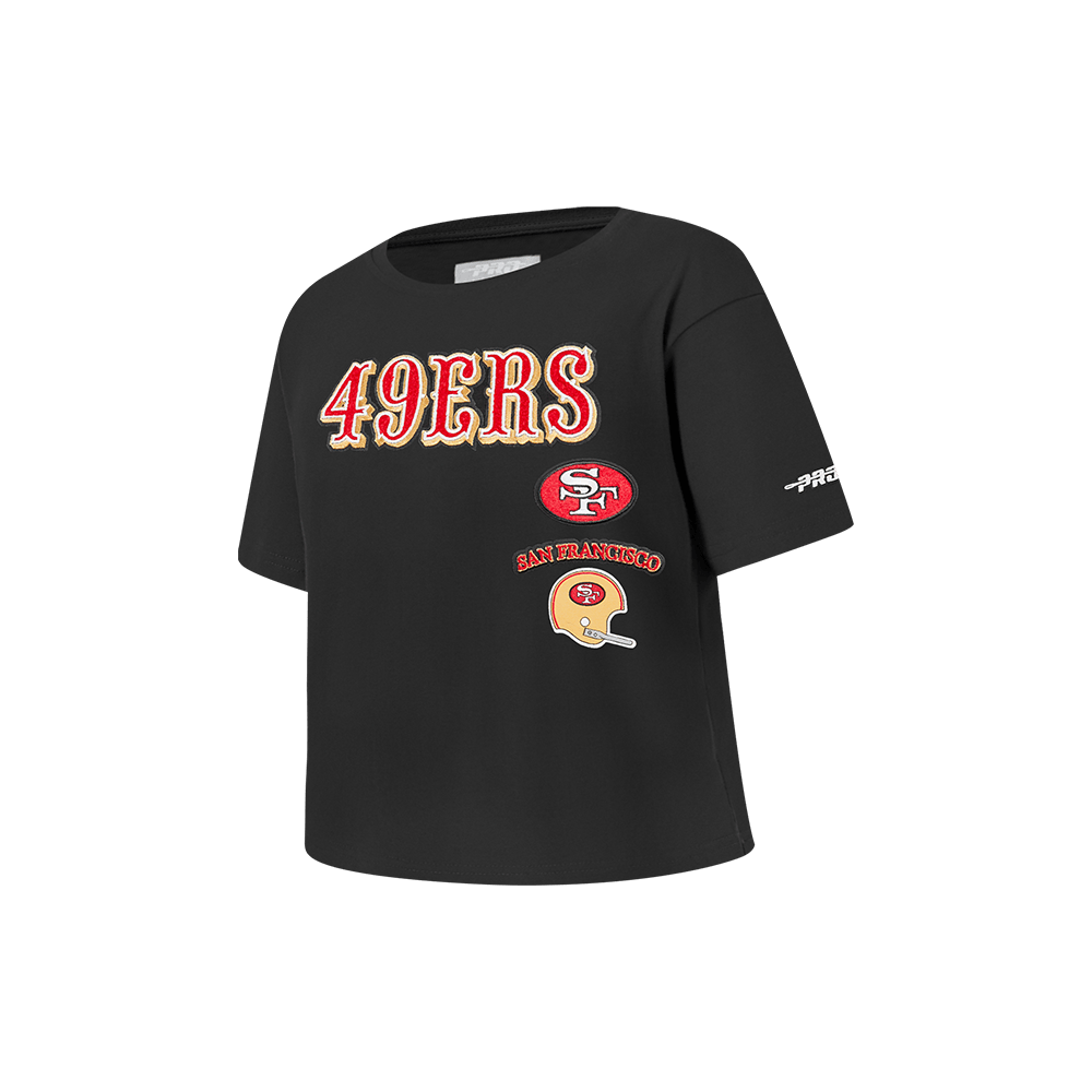 NFL SAN FRANCISCO 49ERS RETRO CLASSIC LITTLE GIRL'S SHORT SLEEVE BOXY T-Shirt (BLACK) product image 2, provided for visual
