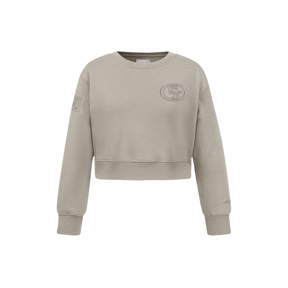 NFL San Francisco 49Ers Neutral Little Girl'S Fleece Crewneck (Taupe) product image 1, provided for visual reference and