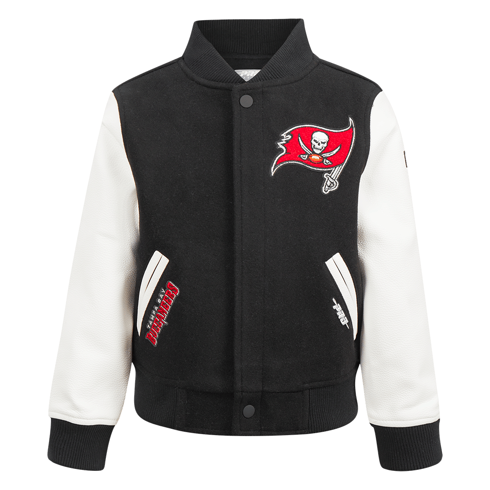 NFL Tampa Bay Buccaneers Classic Little Boy'S Wool Varsity Jacket (Black/White) product image 1, provided for visual