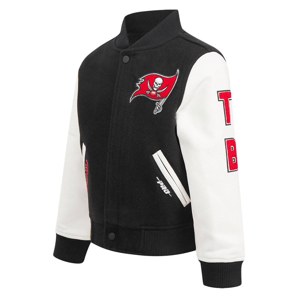 NFL Tampa Bay Buccaneers Classic Little Boy'S Wool Varsity Jacket (Black/White) product image 2, provided for visual