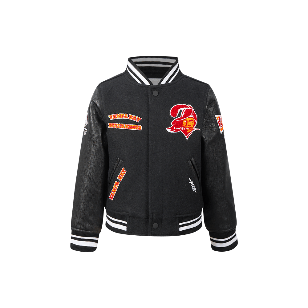 NFL Tampa Bay Buccaneers Retro Classic Little Boy'S Rib Wool Varsity Jacke (Black) product image 1, provided for visual