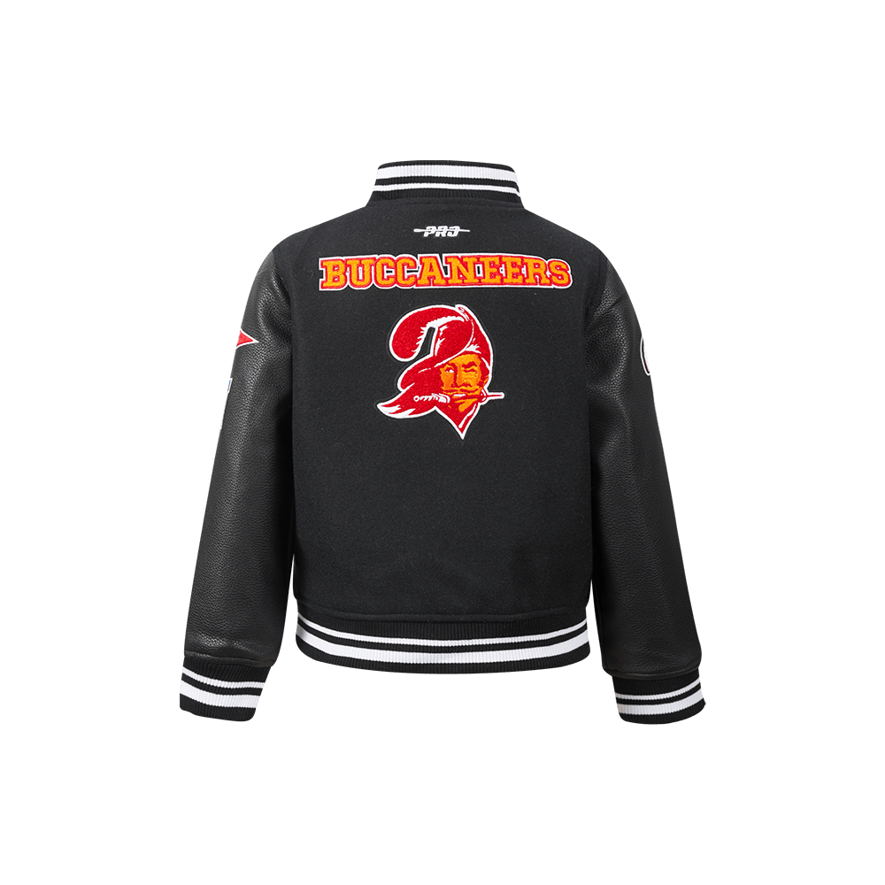 NFL Tampa Bay Buccaneers Retro Classic Little Boy'S Rib Wool Varsity Jacke (Black) product image 3, provided for visual