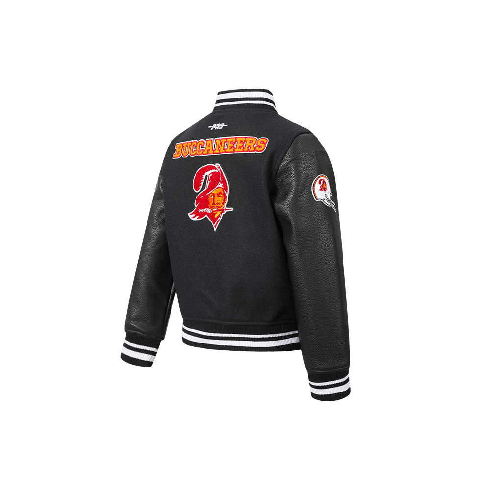 NFL Tampa Bay Buccaneers Retro Classic Little Boy'S Rib Wool Varsity Jacke (Black) product image 4, provided for visual