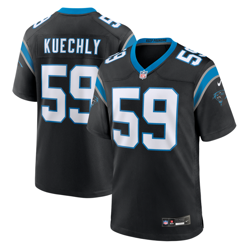 Carolina Panthers Luke Kuechly Black Team Game Jersey product image 1, provided for visual reference and product detail