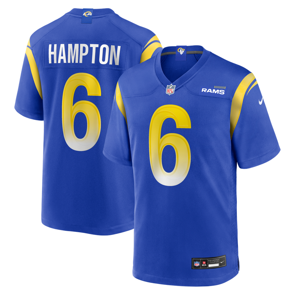 Los Angeles Rams Nick Hampton Royal Team Game Jersey product image 1, provided for visual reference and product detail review