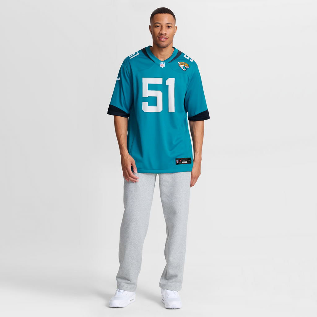 Jacksonville Jaguars Ventrell Miller Teal Game Jersey product image 7, provided for visual reference and product detail