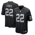 Las Vegas Raiders Eric Stokes Black Team Game Jersey product image 1, provided for visual reference and product detail review