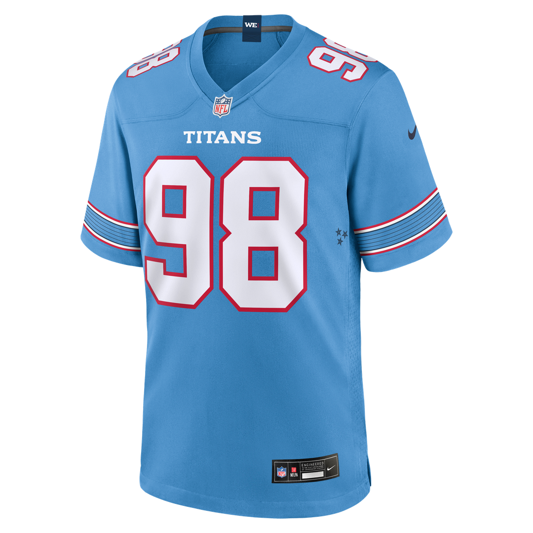 Tennessee Titans Jeffery Simmons Light Blue Game Jersey product image 8, provided for visual reference and product detail