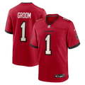 Tampa Bay Buccaneers Number 1 Groom Red Game Jersey product image 1, provided for visual reference and product detail review