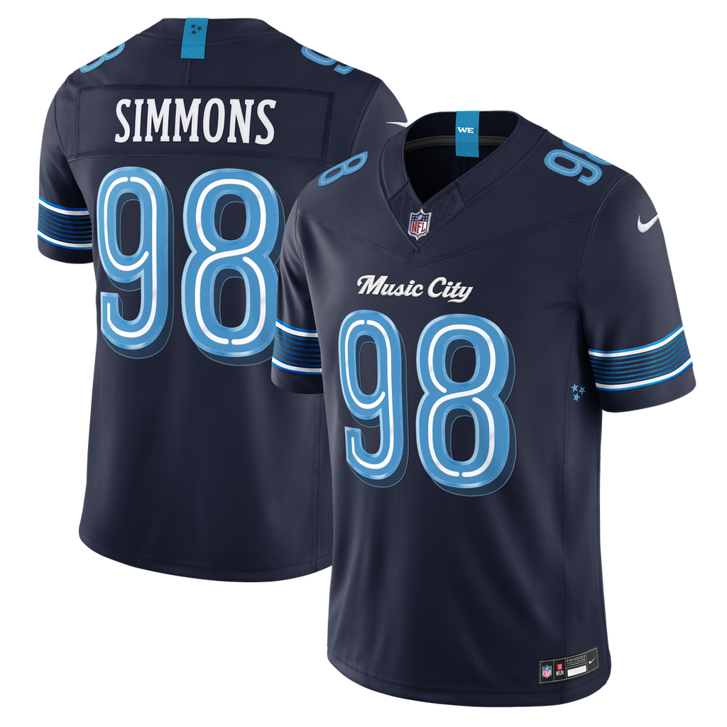 Tennessee Titans Jeffery Simmons Navy 2026 Rivalries Collection Stitched Limited Jersey product image 1, provided for visual