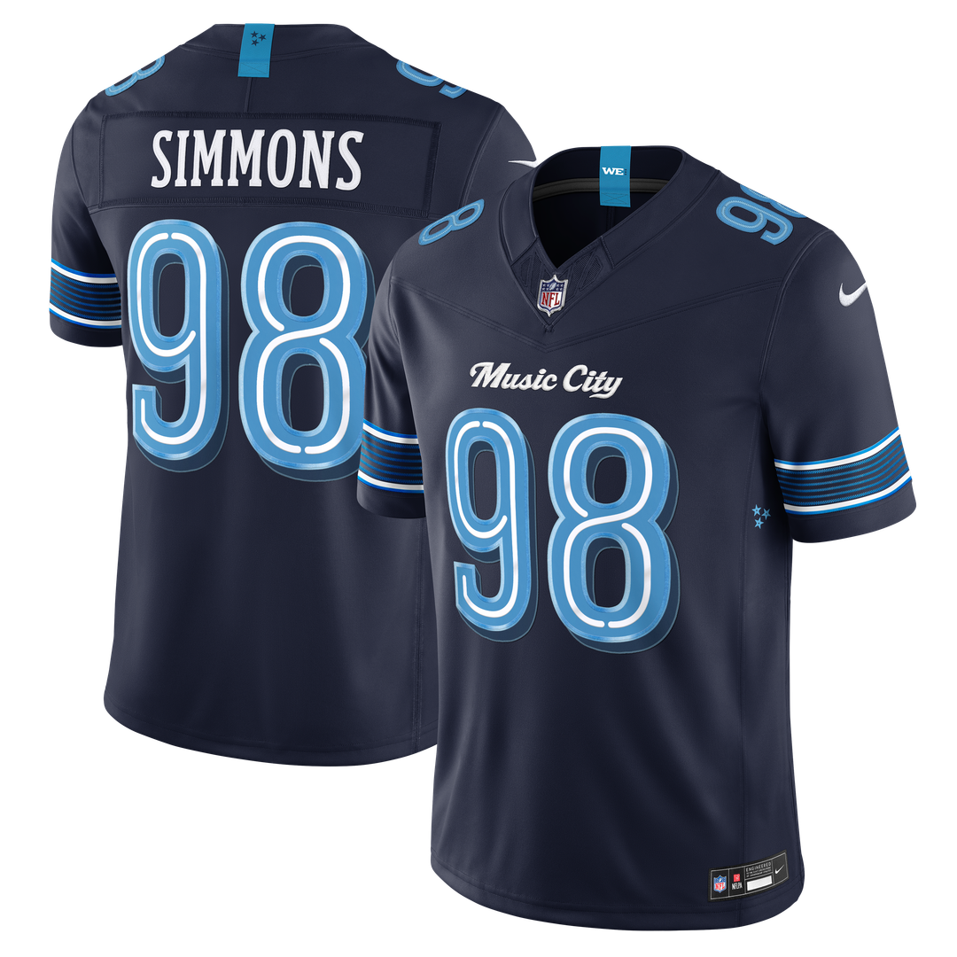 Tennessee Titans Jeffery Simmons Navy 2026 Rivalries Collection Stitched Limited Jersey product image 1, provided for visual