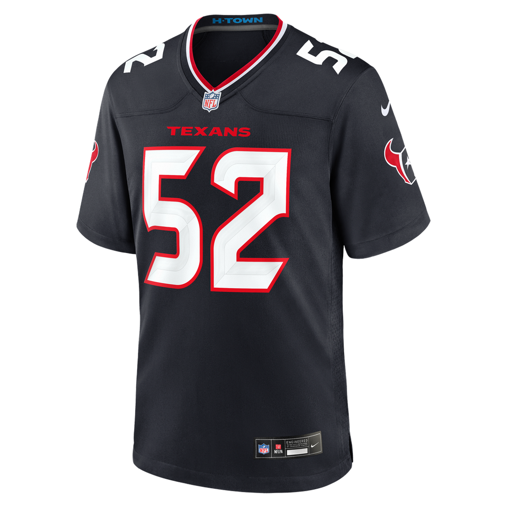 Houston Texans Xavier Thomas Navy Team Game Jersey product image 2, provided for visual reference and product detail review
