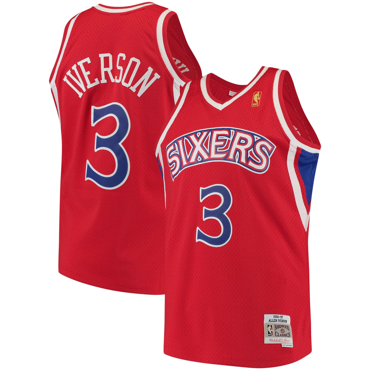 Allen Iverson Red Philadelphia 76ers 1996 - 97 Hardwood Classics Swingman Basketball Jersey product image 1, provided for